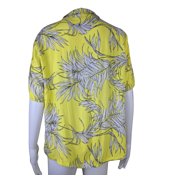 Wild Fable Plus Size XXLβNeon Yellow Hawaiian Tropical Palm Leaf Art ButtonβDown - Picture 9 of 12